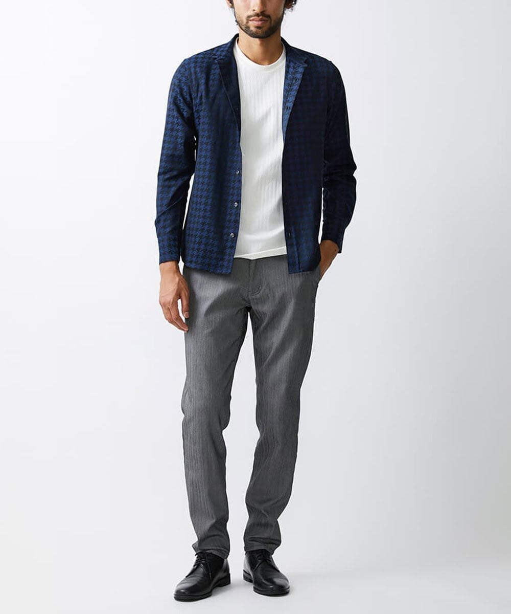 MKBAV54140 MK MICHEL KLEIN HOMME(MKミッシェルクランオム) チドリジャガードシャツ ネイビー(57)