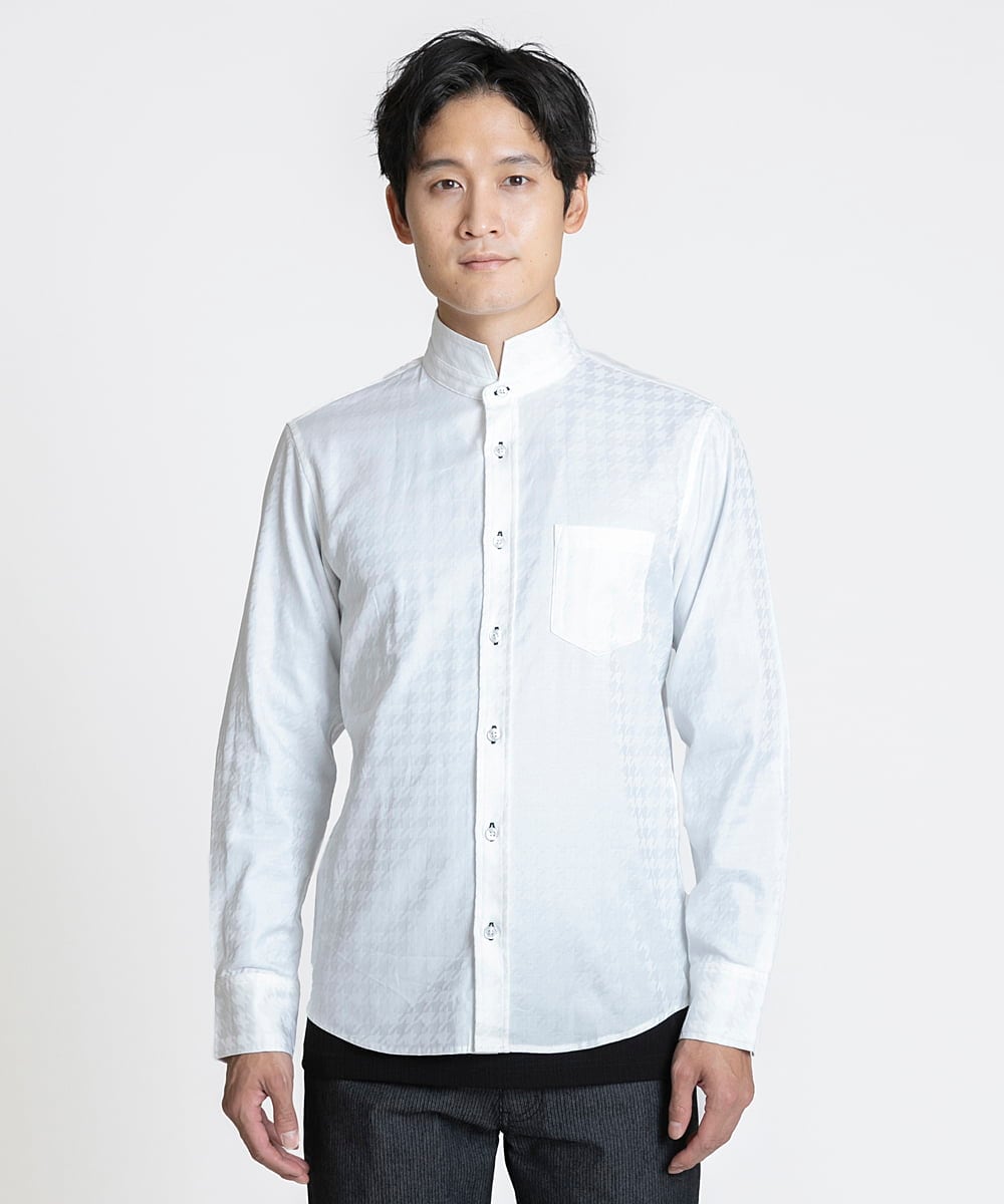 MKBAV54140 MK MICHEL KLEIN HOMME(MKミッシェルクランオム) チドリジャガードシャツ ホワイト(90)