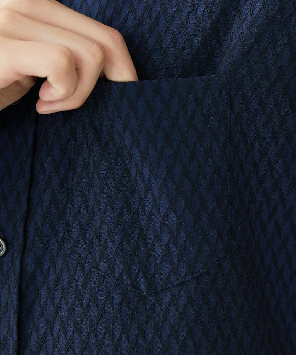 MKBAV64130 MK MICHEL KLEIN HOMME(MKミッシェルクランオム) SOLOTEXフェザーへリンボンシャツ ネイビー(57)