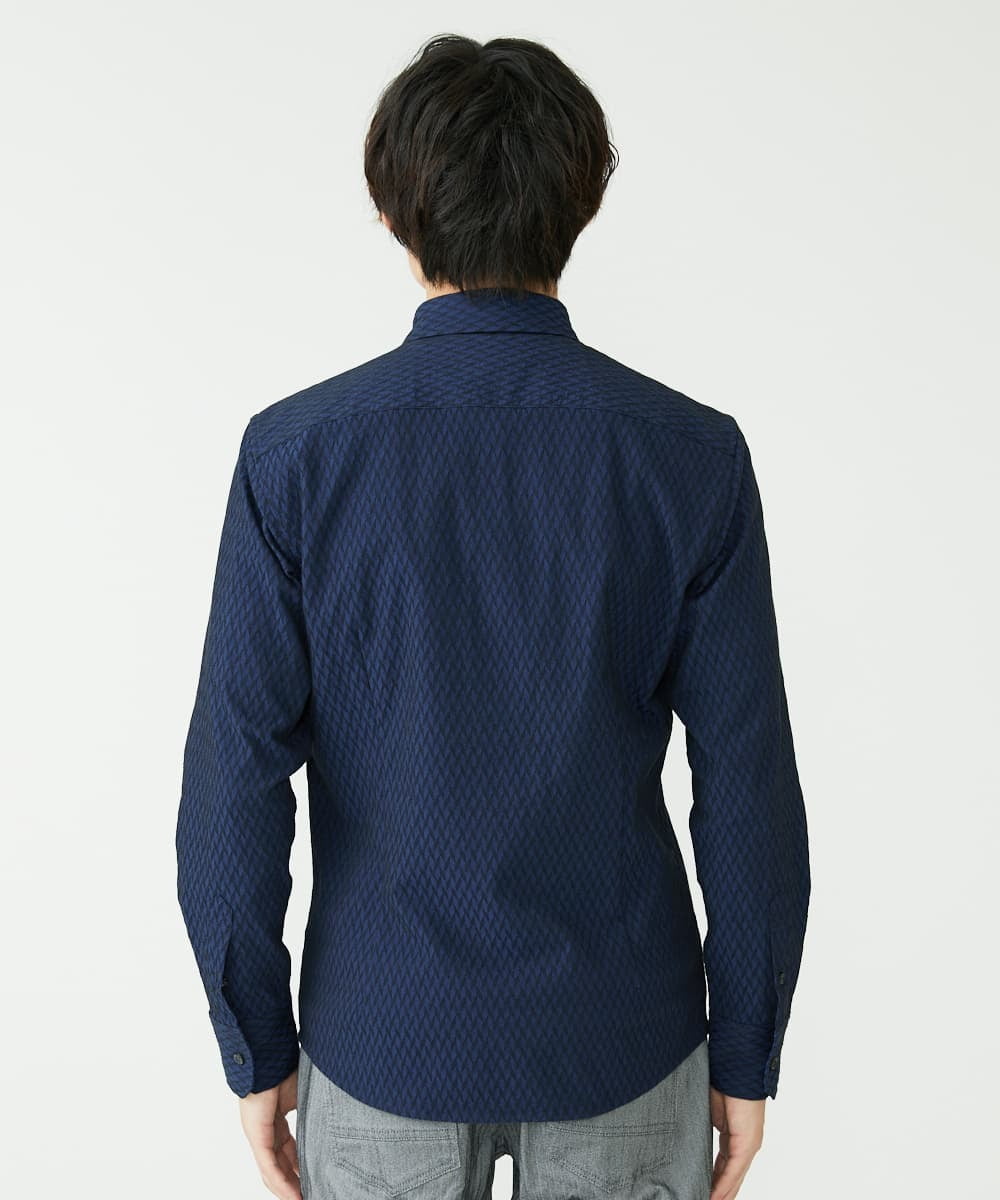 MKBAV64130 MK MICHEL KLEIN HOMME(MKミッシェルクランオム) SOLOTEXフェザーへリンボンシャツ ネイビー(57)