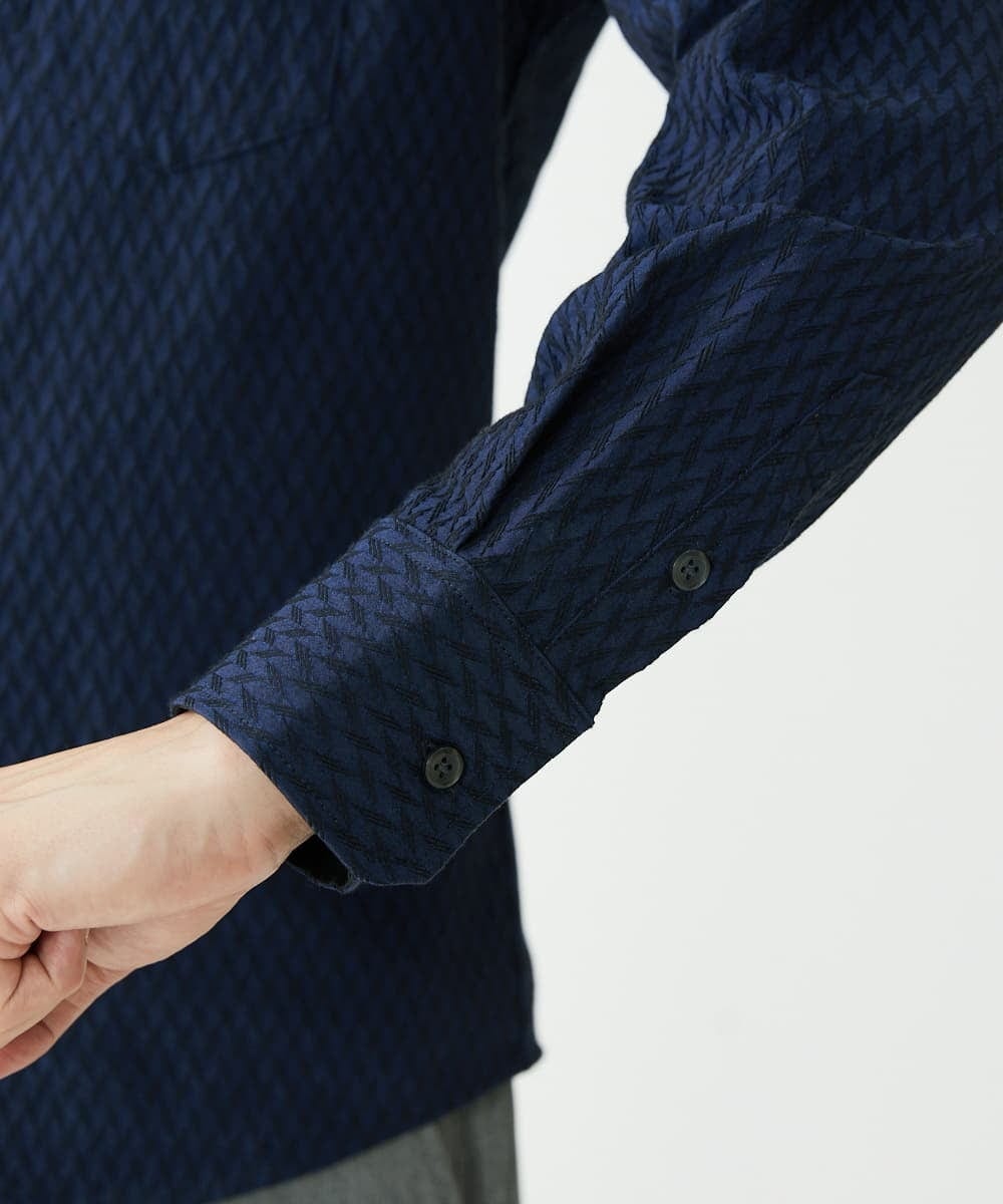 MKBAV64130 MK MICHEL KLEIN HOMME(MKミッシェルクランオム) SOLOTEXフェザーへリンボンシャツ ネイビー(57)