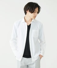 MKBAV64130 MK MICHEL KLEIN HOMME(MKミッシェルクランオム) SOLOTEXフェザーへリンボンシャツ ホワイト(90)