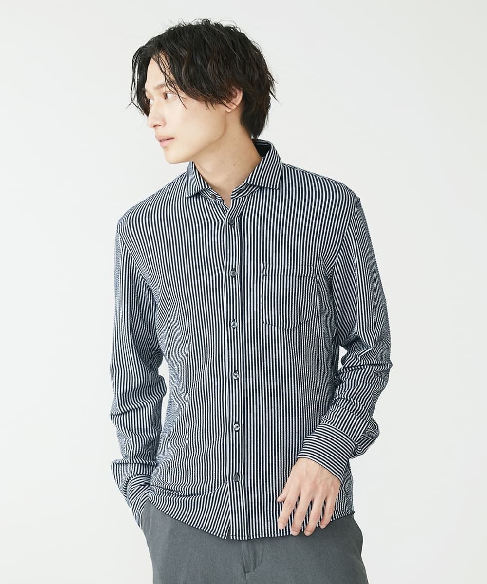 MKBAV68120 MK MICHEL KLEIN HOMME(MKミッシェルクランオム) サッカージャージシャツ ネイビー(57)