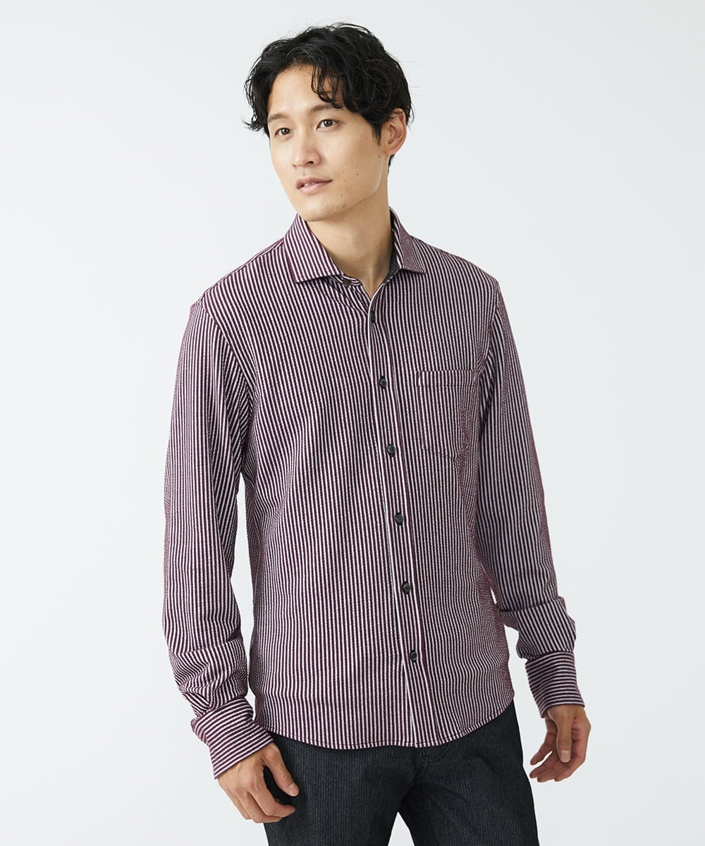 MKBAV68120 MK MICHEL KLEIN HOMME(MKミッシェルクランオム) サッカージャージシャツ パープル(77)