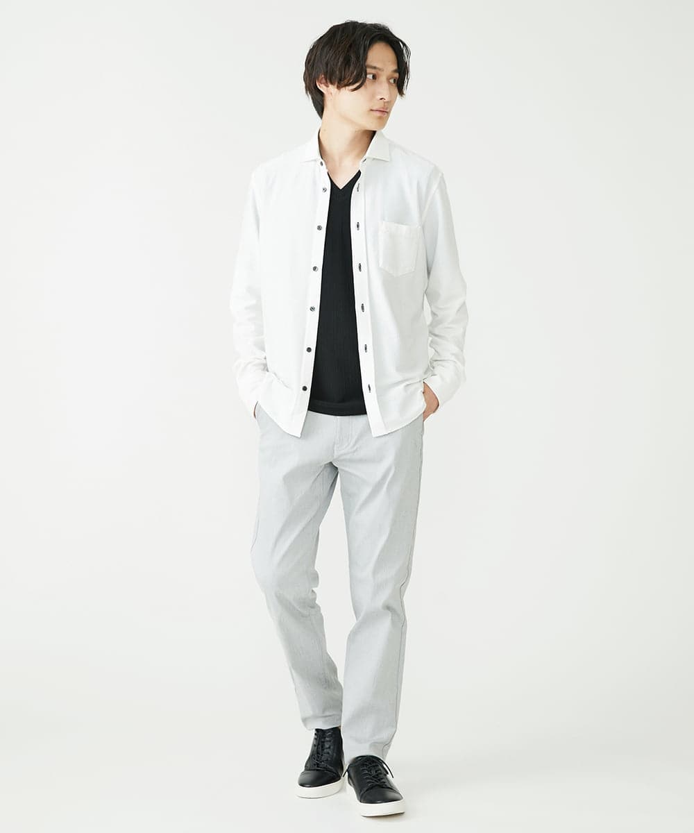 MKBAV68120 MK MICHEL KLEIN HOMME(MKミッシェルクランオム) サッカージャージシャツ ホワイト(90)