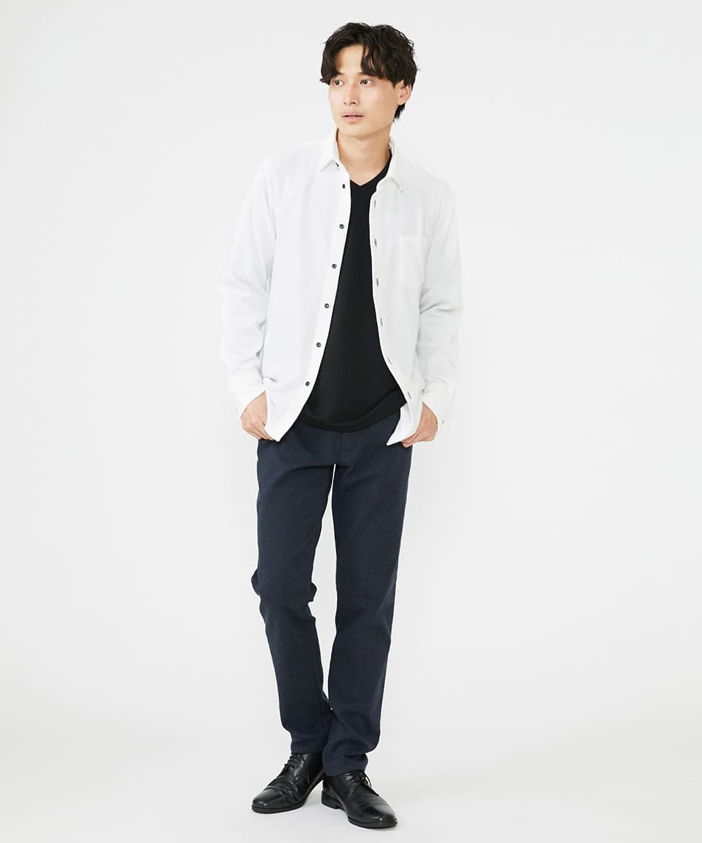 MKBAX52110 MK MICHEL KLEIN HOMME(MKミッシェルクランオム) 楊柳クレープシャツ ホワイト(90)