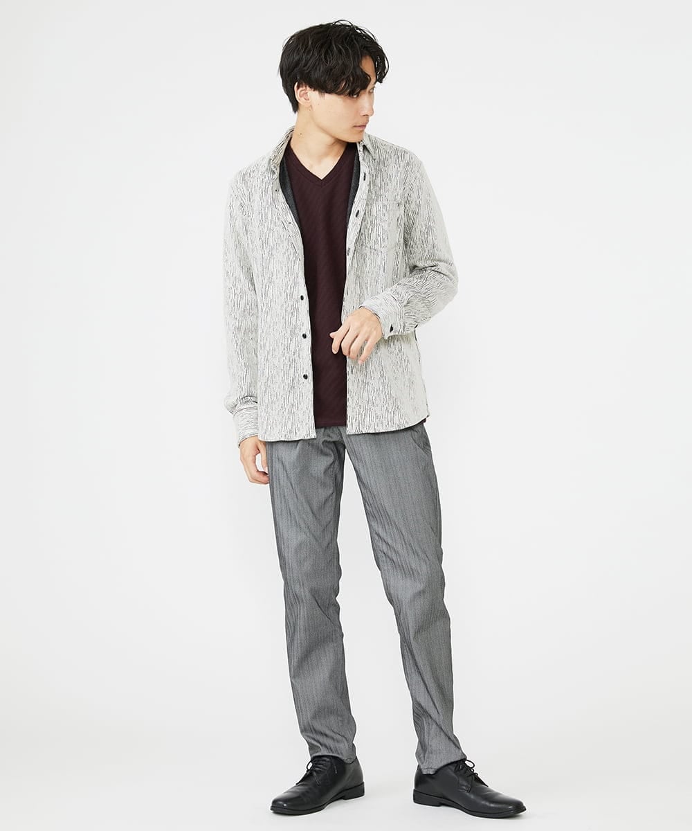 MKBAX52110 MK MICHEL KLEIN HOMME(MKミッシェルクランオム) 楊柳クレープシャツ ライトグレー(91)