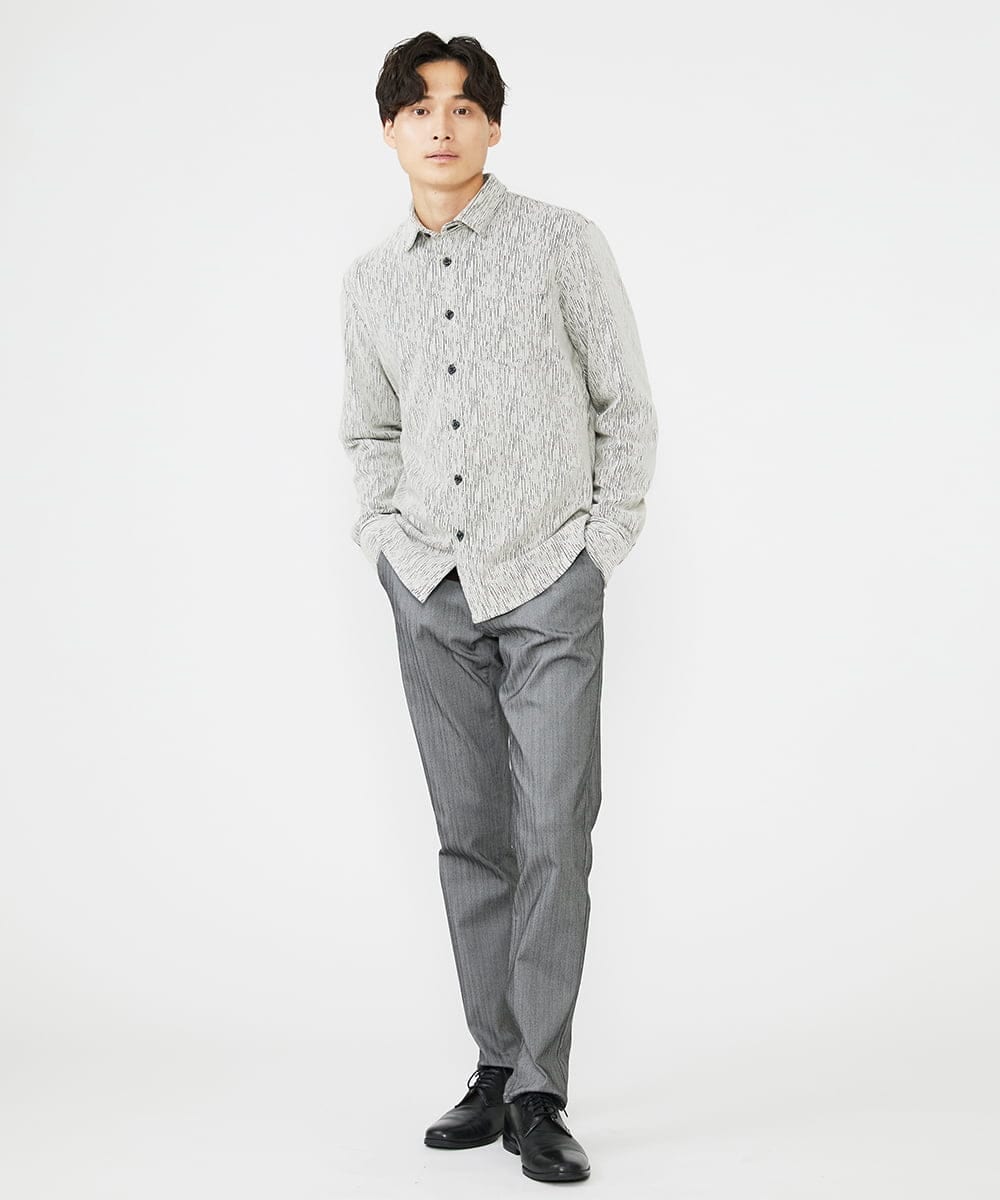 MKBAX52110 MK MICHEL KLEIN HOMME(MKミッシェルクランオム) 楊柳クレープシャツ ライトグレー(91)