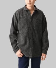 MKBCC32120 MK MICHEL KLEIN HOMME(MKミッシェルクランオム) 【在庫限り！/ゆったりサイズ/洗える】ブラッシュドメルトンCPOシャツ ダークグレー