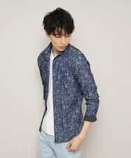 MKBCL10110 MK MICHEL KLEIN HOMME(MKミッシェルクランオム) シャツ／タックカモストレッチ ブルー