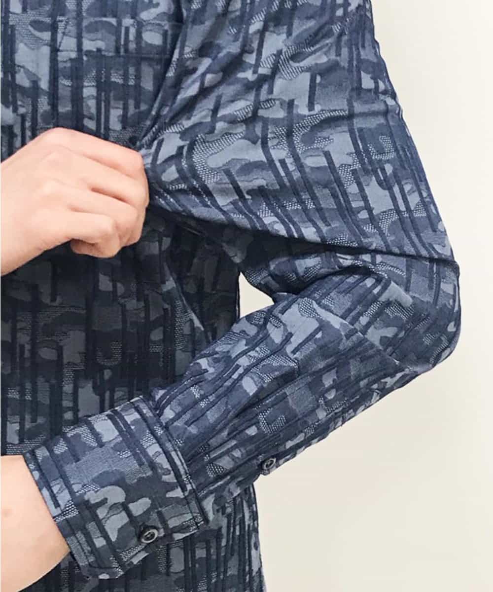 MKBCL10110 MK MICHEL KLEIN HOMME(MKミッシェルクランオム) シャツ／タックカモストレッチ ブルー