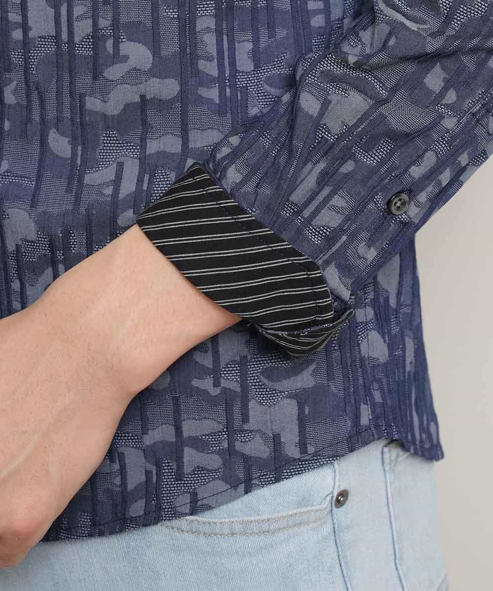 MKBCL10110 MK MICHEL KLEIN HOMME(MKミッシェルクランオム) シャツ／タックカモストレッチ ブルー
