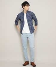 MKBCL10110 MK MICHEL KLEIN HOMME(MKミッシェルクランオム) シャツ／タックカモストレッチ ブルー