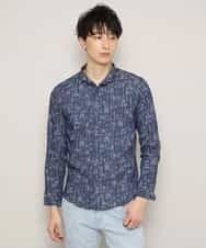 MKBCL10110 MK MICHEL KLEIN HOMME(MKミッシェルクランオム) シャツ／タックカモストレッチ ブルー