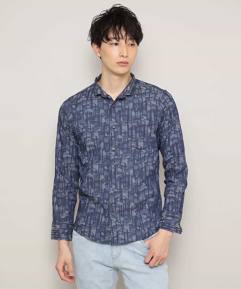 MKBCL10110 MK MICHEL KLEIN HOMME(MKミッシェルクランオム) シャツ／タックカモストレッチ ブルー