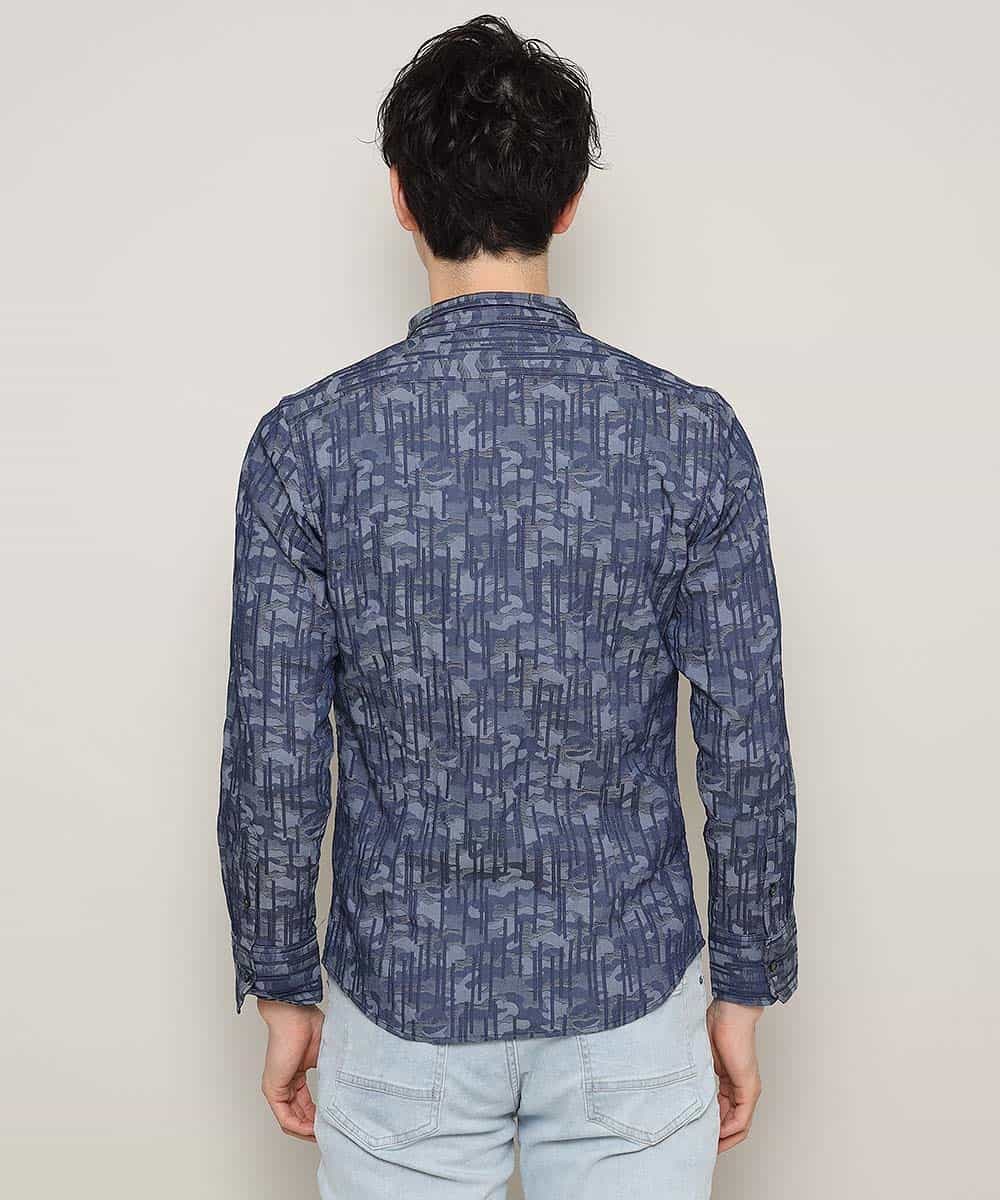 MKBCL10110 MK MICHEL KLEIN HOMME(MKミッシェルクランオム) シャツ／タックカモストレッチ ブルー