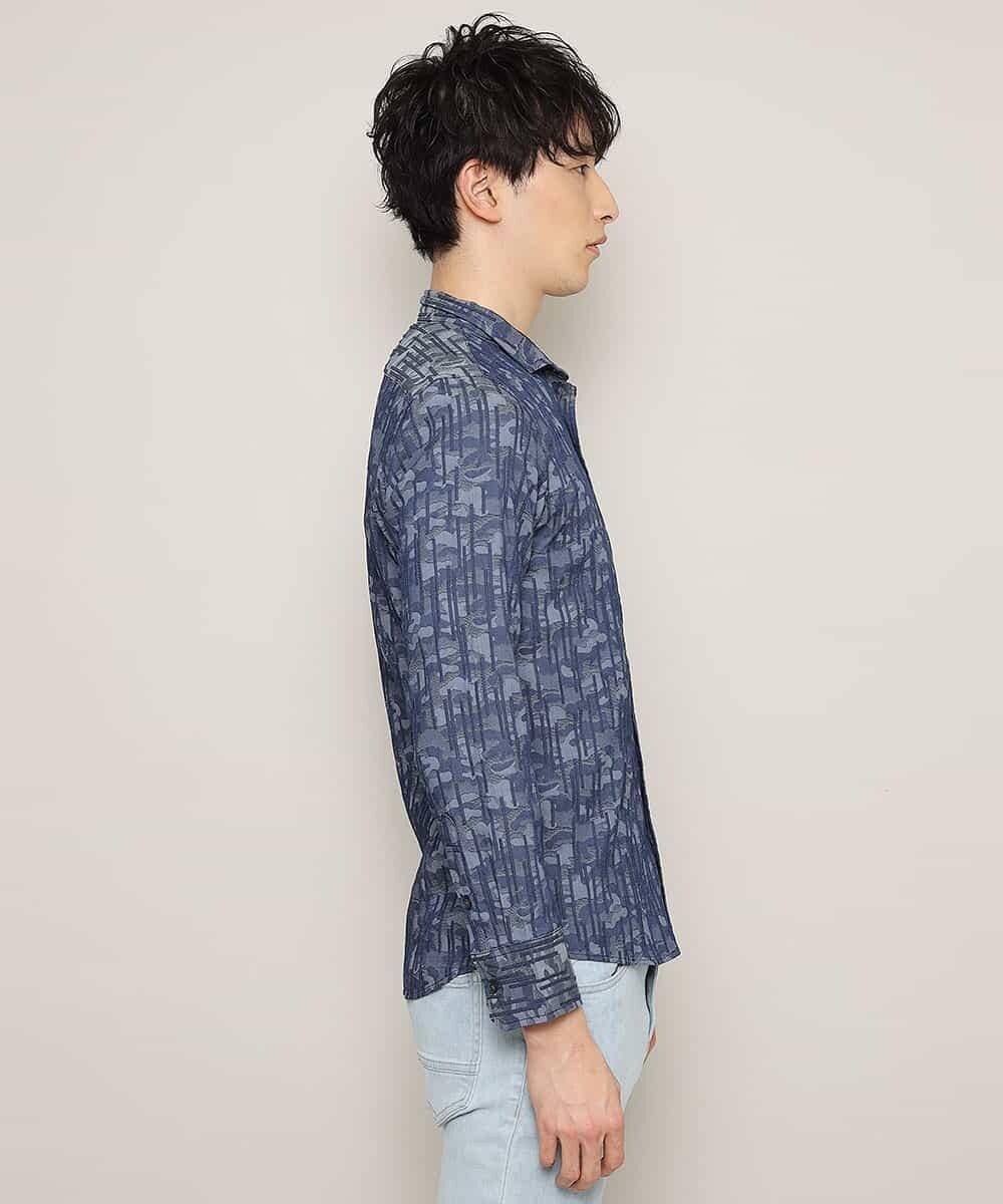MKBCL10110 MK MICHEL KLEIN HOMME(MKミッシェルクランオム) シャツ／タックカモストレッチ ブルー
