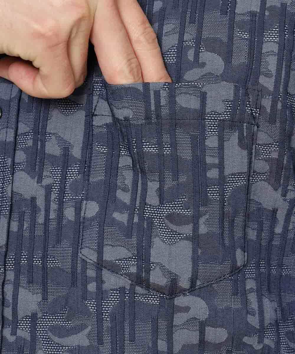 MKBCL10110 MK MICHEL KLEIN HOMME(MKミッシェルクランオム) シャツ／タックカモストレッチ ブルー