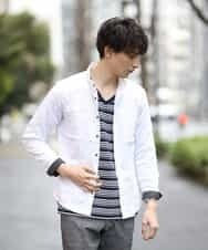 MKBCL10110 MK MICHEL KLEIN HOMME(MKミッシェルクランオム) シャツ／タックカモストレッチ ホワイト
