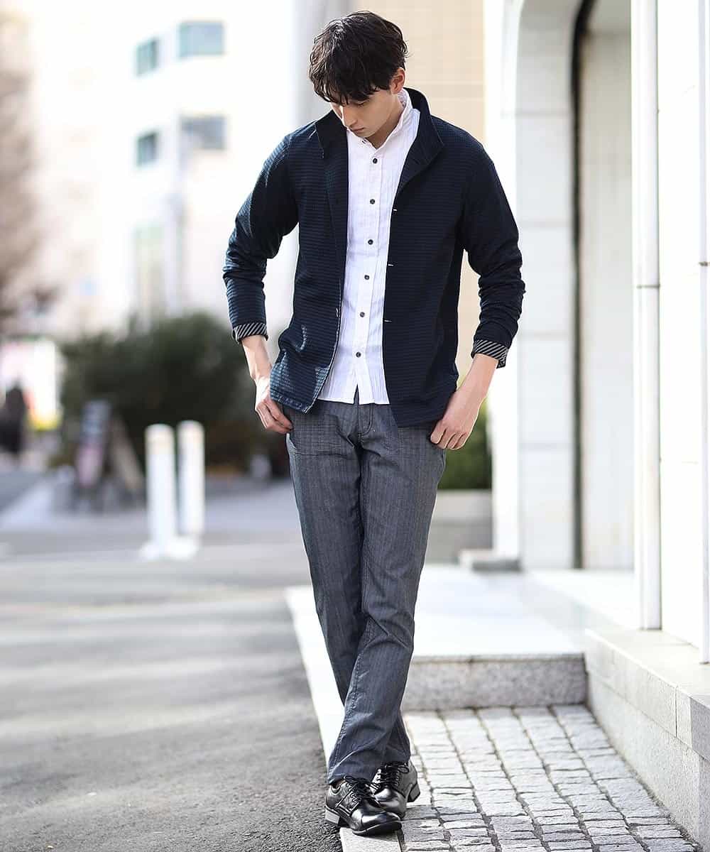 MKBCL10110 MK MICHEL KLEIN HOMME(MKミッシェルクランオム) シャツ／タックカモストレッチ ホワイト