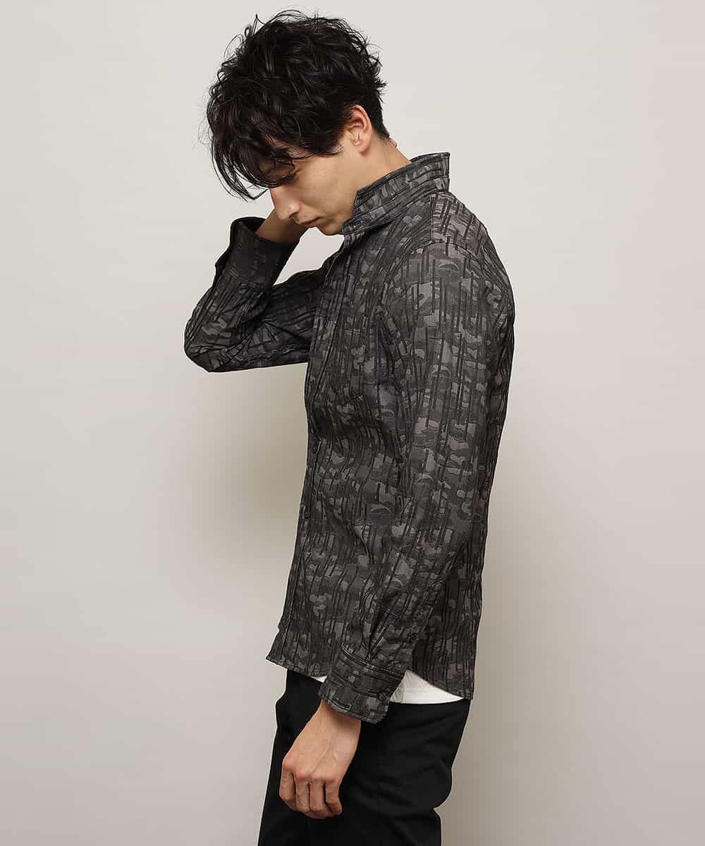 MKBCL10110 MK MICHEL KLEIN HOMME(MKミッシェルクランオム) シャツ／タックカモストレッチ グレー