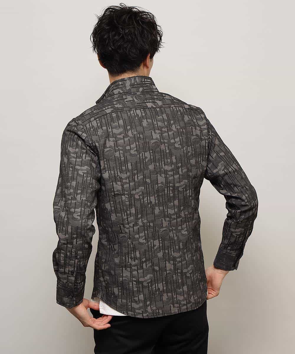 MKBCL10110 MK MICHEL KLEIN HOMME(MKミッシェルクランオム) シャツ／タックカモストレッチ グレー