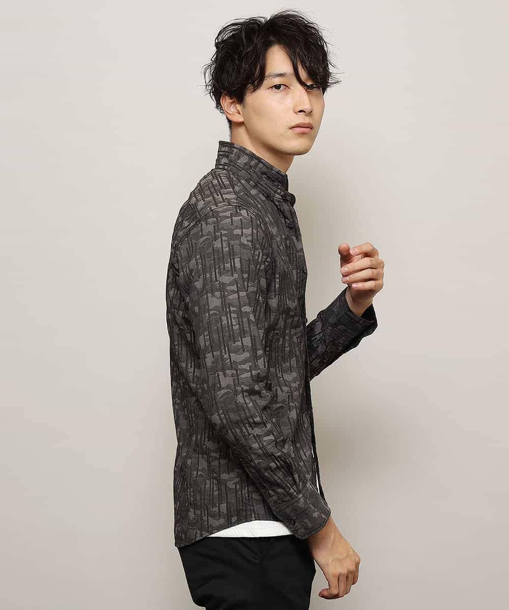 MKBCL10110 MK MICHEL KLEIN HOMME(MKミッシェルクランオム) シャツ／タックカモストレッチ グレー