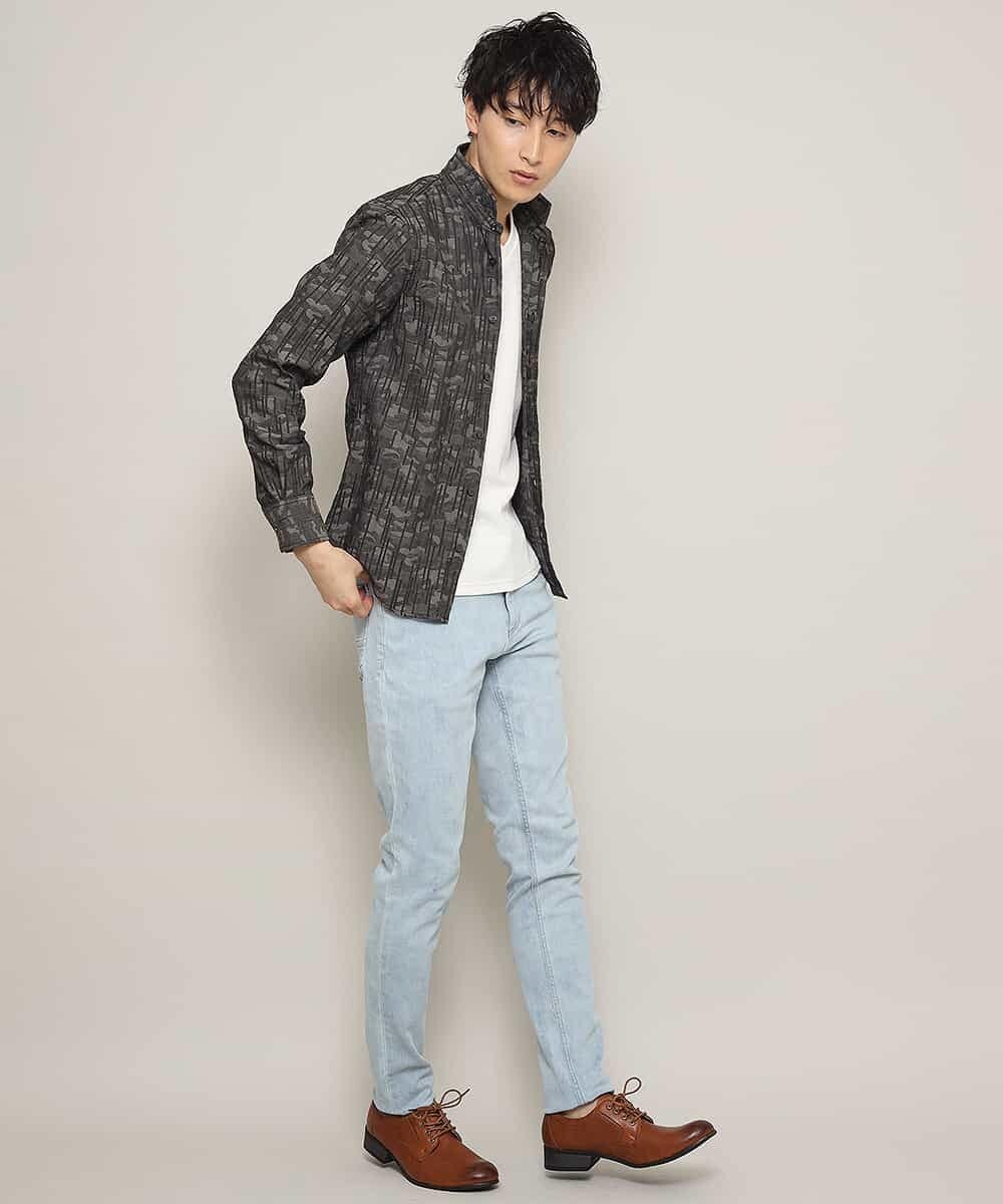 MKBCL10110 MK MICHEL KLEIN HOMME(MKミッシェルクランオム) シャツ／タックカモストレッチ グレー