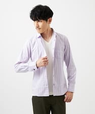 MKBDA56130 MK MICHEL KLEIN HOMME(MKミッシェルクランオム) 【洗える/日本製生地使用】シャドーバイヤスストライプシャツ ピンク