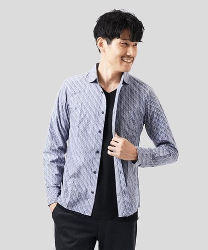 MKBDA56130 MK MICHEL KLEIN HOMME 【洗える/日本製生地使用】シャドーバイヤスストライプシャツ