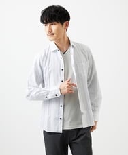 MKBDA56130 MK MICHEL KLEIN HOMME(MKミッシェルクランオム) 【洗える/日本製生地使用】シャドーバイヤスストライプシャツ ホワイト