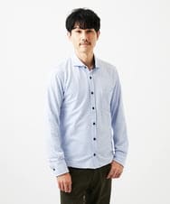 MKBDA65120 MK MICHEL KLEIN HOMME(MKミッシェルクランオム) 【ストレッチ／イージーケア】サッカー織りシャツ ライトブルー