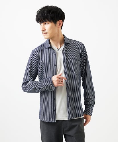 MKBDA65120 MK MICHEL KLEIN HOMME 【ストレッチ／イージーケア】サッカー織りシャツ
