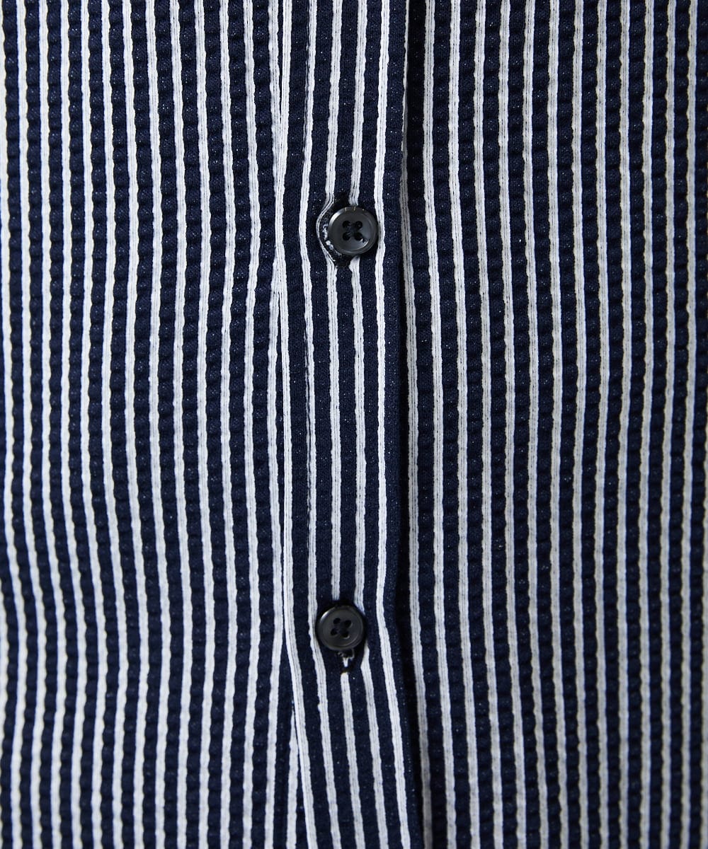 MKBDA65120 MK MICHEL KLEIN HOMME(MKミッシェルクランオム) 【ストレッチ／イージーケア】サッカー織りシャツ ネイビー