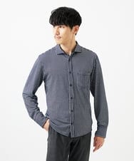 MKBDA65120 MK MICHEL KLEIN HOMME(MKミッシェルクランオム) 【ストレッチ／イージーケア】サッカー織りシャツ ネイビー