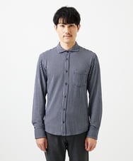 MKBDA65120 MK MICHEL KLEIN HOMME(MKミッシェルクランオム) 【ストレッチ／イージーケア】サッカー織りシャツ ネイビー