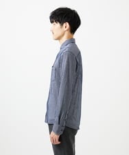 MKBDA65120 MK MICHEL KLEIN HOMME(MKミッシェルクランオム) 【ストレッチ／イージーケア】サッカー織りシャツ ネイビー