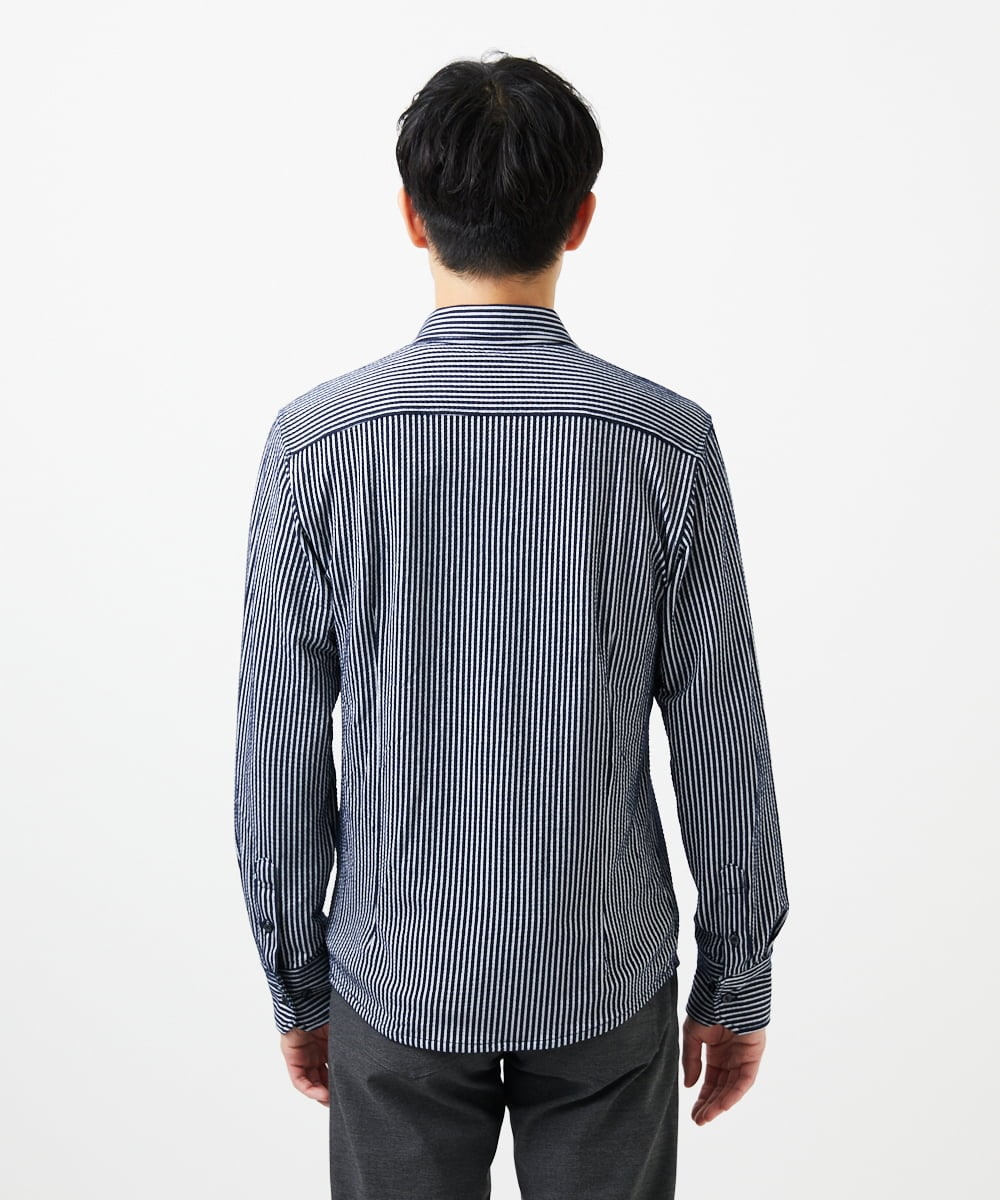 ストレッチ／イージーケア】サッカー織りシャツ(ブラウス