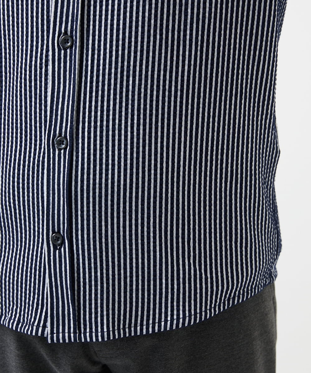 ストレッチ／イージーケア】サッカー織りシャツ(ブラウス