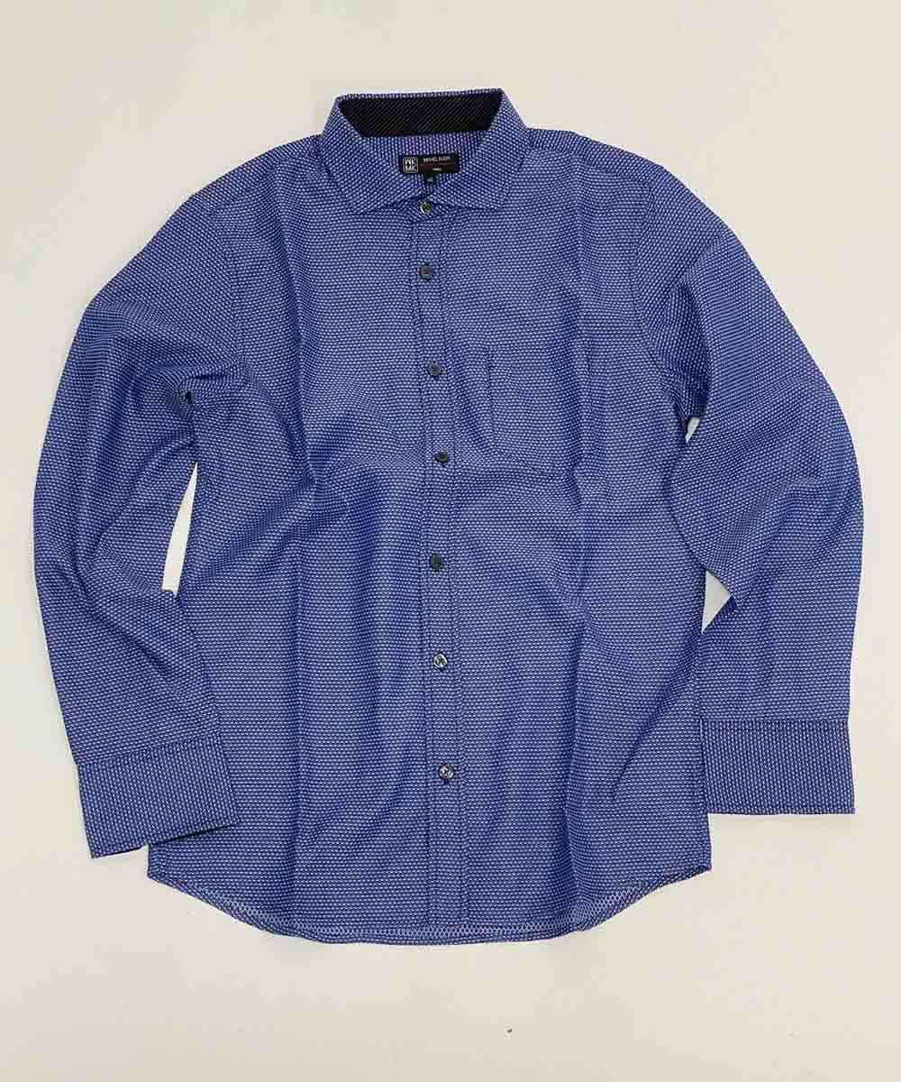 MKBDJ62110 MK MICHEL KLEIN HOMME(MKミッシェルクランオム) シャツ／ドロップジャガード ブルー