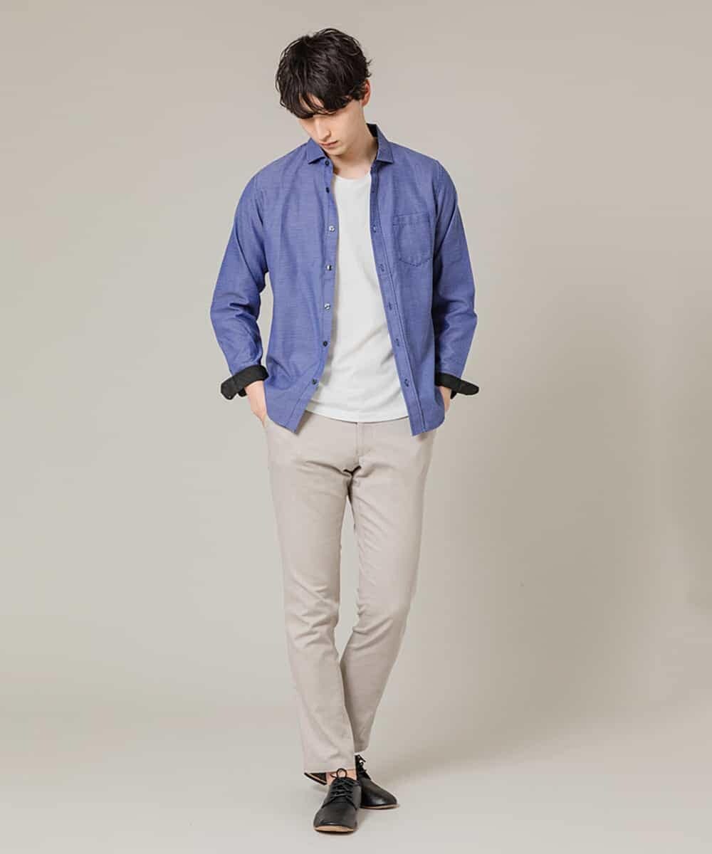 MKBDJ62110 MK MICHEL KLEIN HOMME(MKミッシェルクランオム) シャツ／ドロップジャガード ブルー