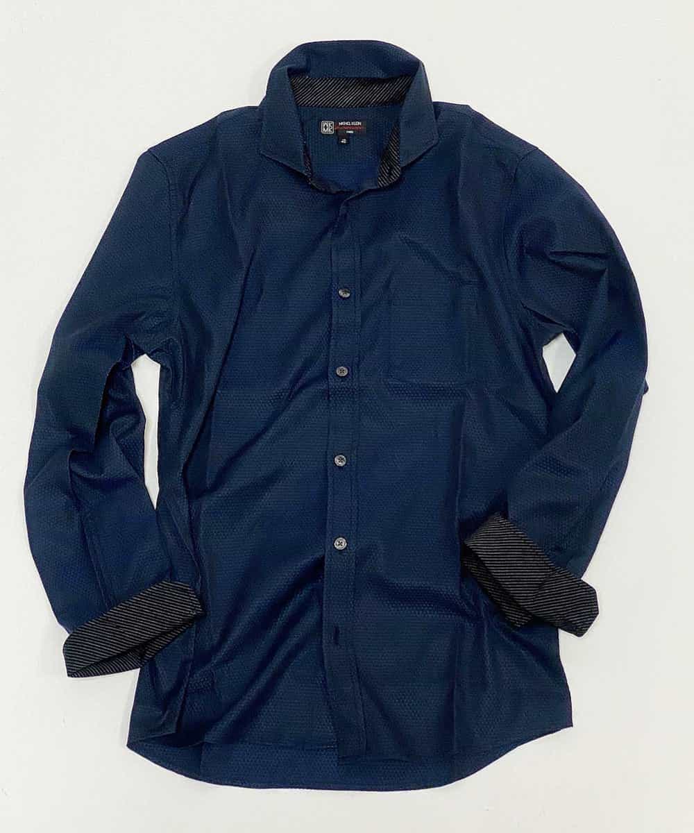 MKBDJ62110 MK MICHEL KLEIN HOMME(MKミッシェルクランオム) シャツ／ドロップジャガード ネイビー