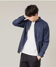 MKBDJ62110 MK MICHEL KLEIN HOMME(MKミッシェルクランオム) シャツ／ドロップジャガード ネイビー