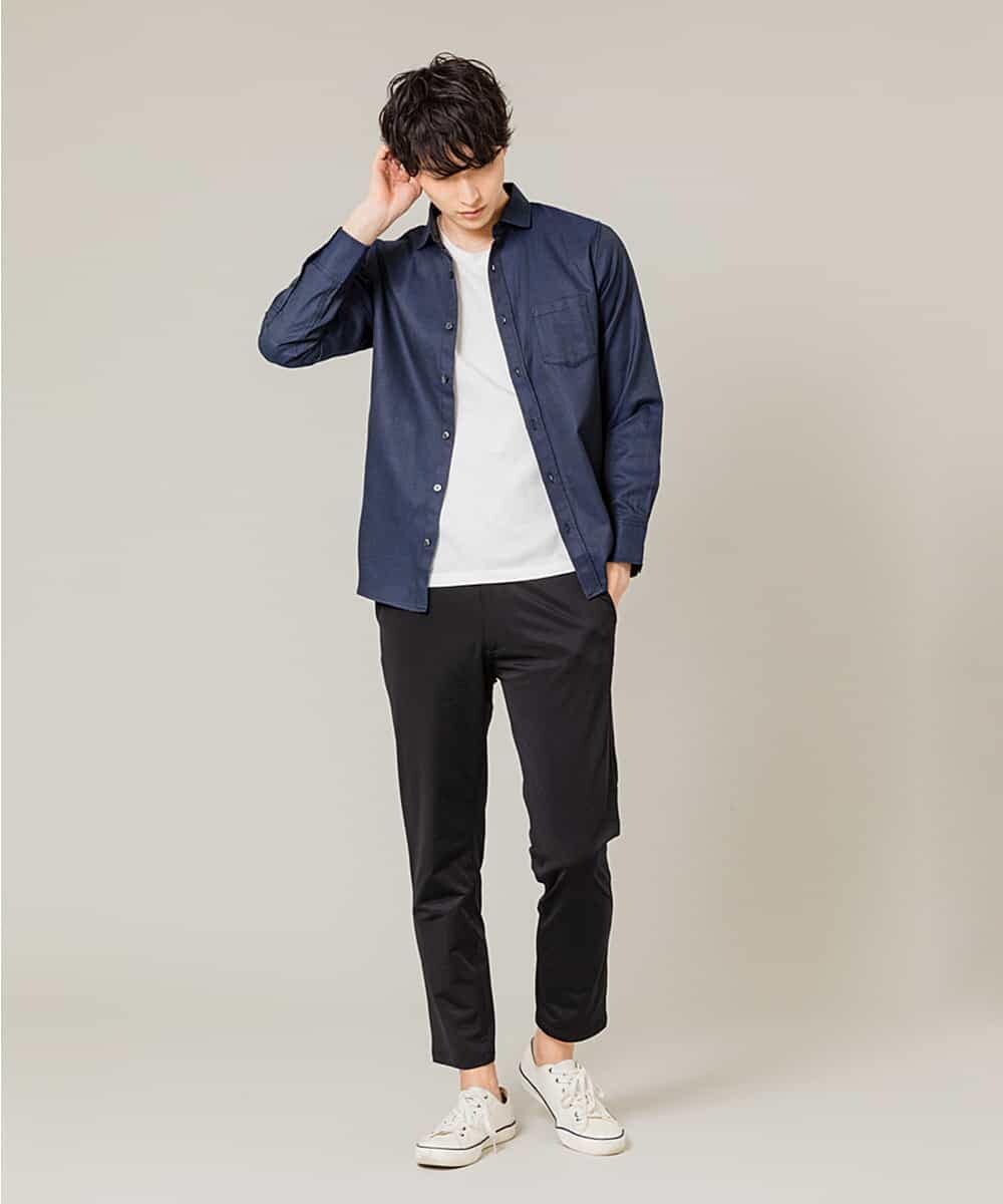 MKBDJ62110 MK MICHEL KLEIN HOMME(MKミッシェルクランオム) シャツ／ドロップジャガード ネイビー