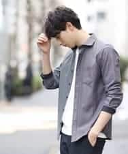 MKBDJ62110 MK MICHEL KLEIN HOMME(MKミッシェルクランオム) シャツ／ドロップジャガード グレー
