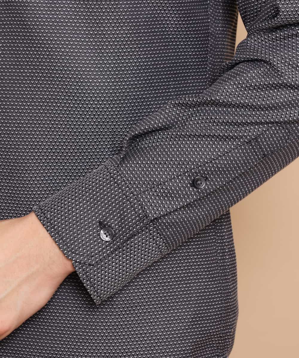 MKBDJ62110 MK MICHEL KLEIN HOMME(MKミッシェルクランオム) シャツ／ドロップジャガード グレー