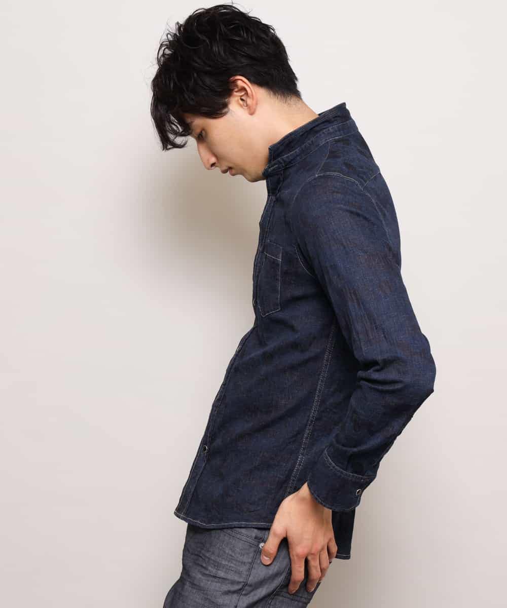 MKBDK40090 MK MICHEL KLEIN HOMME(MKミッシェルクランオム) シャツ／エンボスカモデニム ネイビー