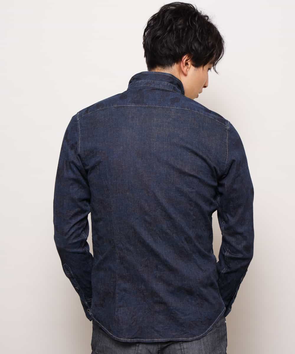MKBDK40090 MK MICHEL KLEIN HOMME(MKミッシェルクランオム) シャツ／エンボスカモデニム ネイビー