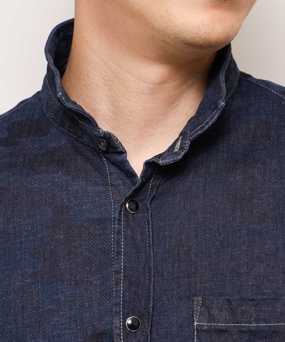 MKBDK40090 MK MICHEL KLEIN HOMME(MKミッシェルクランオム) シャツ／エンボスカモデニム ネイビー