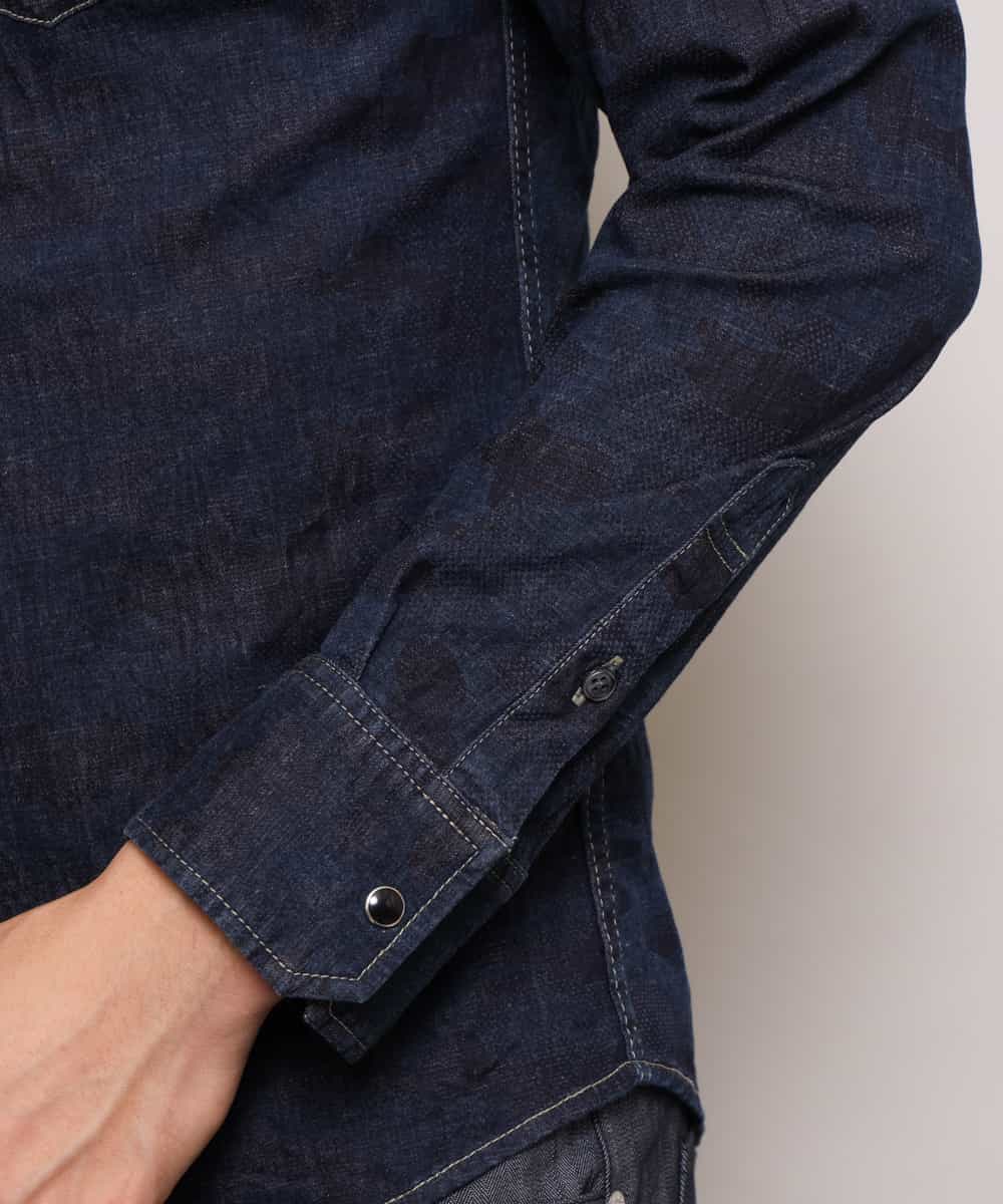 MKBDK40090 MK MICHEL KLEIN HOMME(MKミッシェルクランオム) シャツ／エンボスカモデニム ネイビー